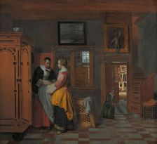 Interior with Women beside a Linen Cupboard, 1663. Creator: Pieter de Hooch