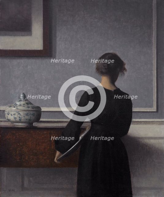 Interior with Young Woman from Behind. Artist: Hammershøi, Vilhelm (1864-1916)
