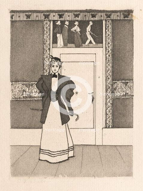 Interior with Young Woman in Walking Costume, 1895. Creator: Eugen Kirchner (German, 1865-1938).