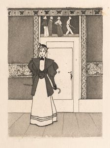Interior with Young Woman in Walking Costume, 1895. Creator: Eugen Kirchner (German, 1865-1938)