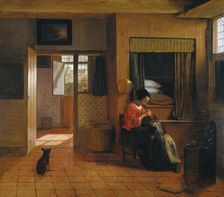 Interior with a Mother delousing her Child's Hair (A Mother's Duty), 1659-1660. Artist: Hooch, Pieter, de (1629-1684)