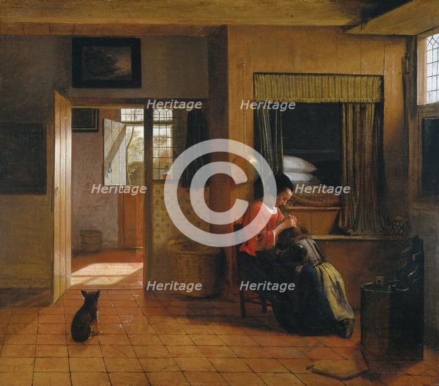 Interior with a Mother delousing her Child's Hair (A Mother's Duty), 1659-1660. Artist: Hooch, Pieter, de (1629-1684)