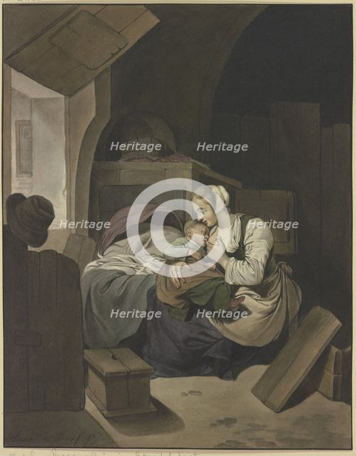 Interior with a nursing mother, 1787. Creator: Aletta de Frey.