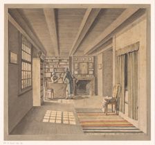 Interior with a bookseller, c.1800-c.1850. Creator: Anon
