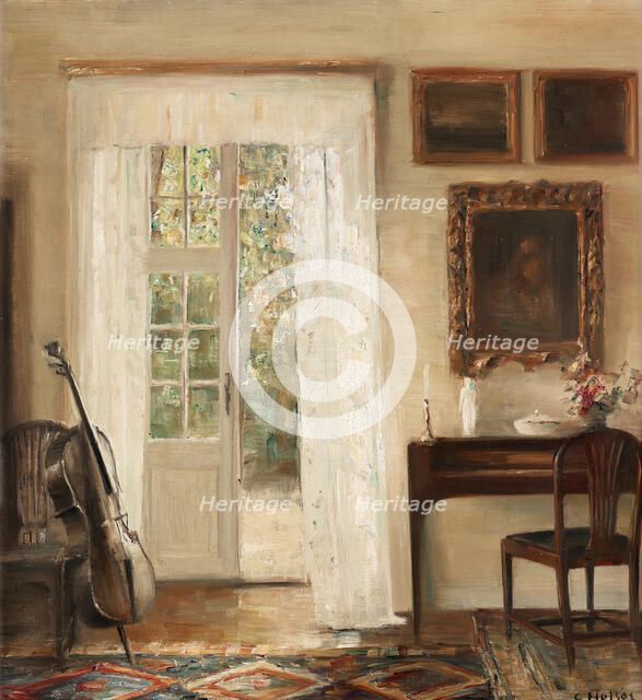 Interior with a cello.