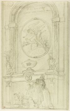 Interior with a Couple Before a Chimney-Piece, c. 1785. Creator: Hubert Robert