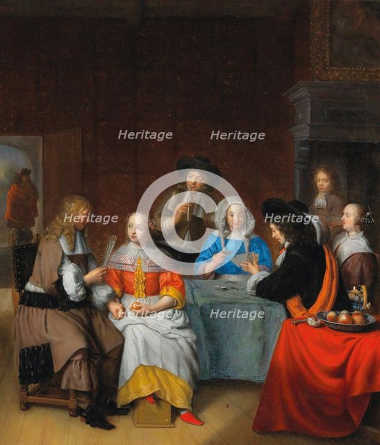 Interior with a Elegant Society Playing Cards, 1660s. Creator: Dijck, Abraham van (1635-1680).