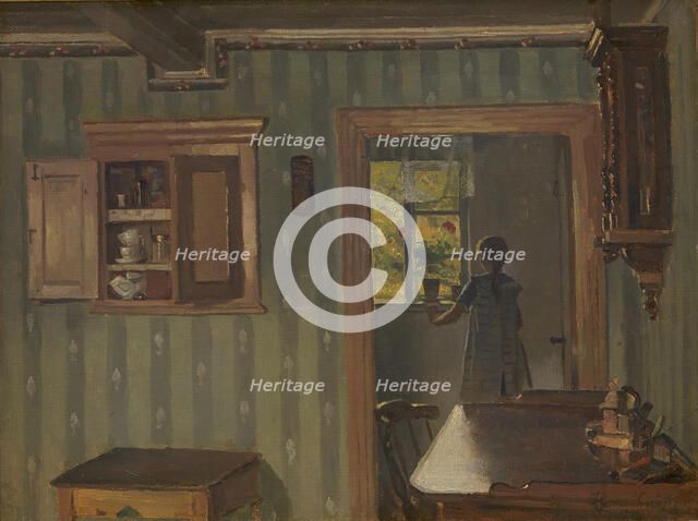 Interior with a Little Girl, 1854-1917. Creator: Hans Smidth.