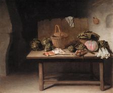 Interior with a Still Life on a Work Table, between 1655 and 1665. Creator: Hendrik Martensz. Sorgh