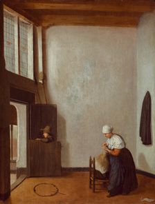 Interior with a Woman Combing a Little Girl's Hair, between 1654 and 1662. Creator: Jacobus Vrel