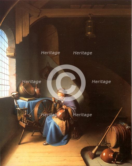 Interior with a Woman eating Porridge. Artist: Dou, Gerard (Gerrit) (1613-1675)