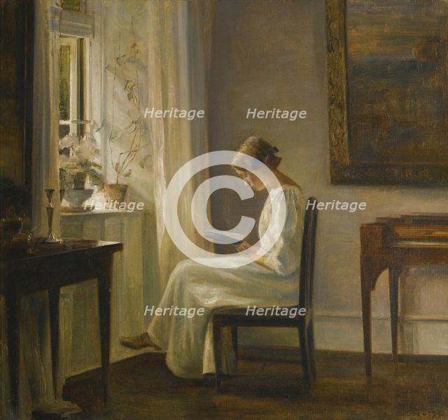 Interior with a Woman Reading. Artist: Holsøe, Carl (1863-1935)