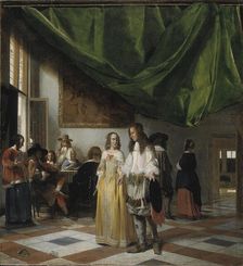 Interior with a Young Couple and People Making Music, 1644-1683. Creator: Pieter de Hooch