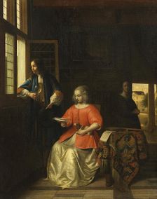 Interior with a Young Lady Reading a Letter, 1668. Creator: Pieter de Hooch