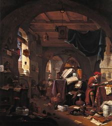 Interior with an alchemist, c1650s. Creator: Thomas Wyck