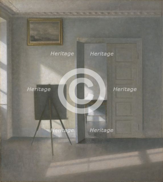 Interior with an Easel, Bredgade 25, 1912. Creator: Vilhelm Hammershoi.