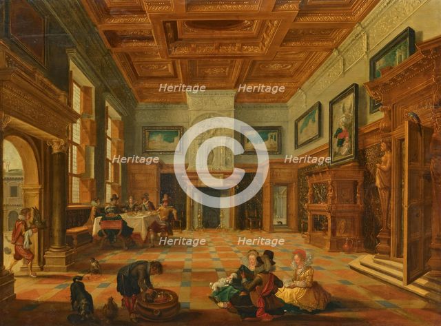 Interior with an elegant gathering, First Half of 17th century. Creator: Bassen, Bartholomeus Corneliszoon van (1590-1652).