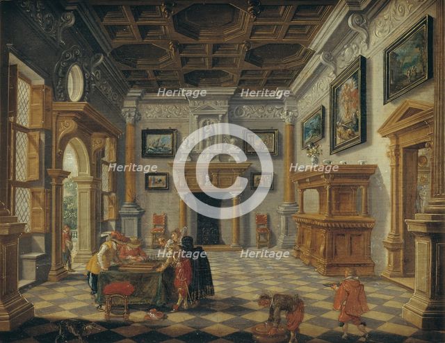 Interior with Backgammon Players at Table, 1622-1630. Creators: Bartholomeus van Bassen, Esaias van de Velde.