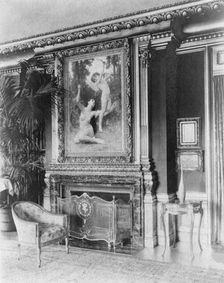Interior with Bouguereau's "Flight of Love" painting over fireplace..., Greenwich, Connecticut, 1908 Creator: Frances Benjamin Johnston