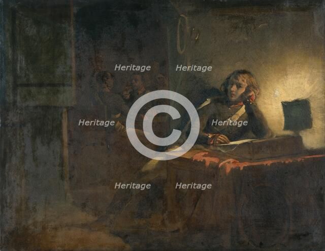 'Interior with British Army Officers', 1835-1882. Artist: Thomas Jones Barker.