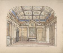 Interior with coffered ceiling and Corinthian order applied to walls, 19th century. Creator: John Gregory Crace
