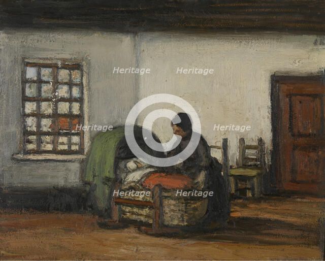 Interior with Cradle, c1900-1920. Creator: Jakob Smits.