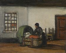 Interior with Cradle, c1900-1920. Creator: Jakob Smits