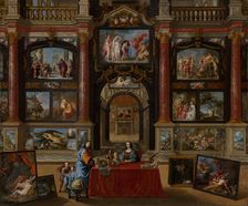 Interior with Figures in a Picture Gallery, 1672. Creator: Gonzalès Cockes