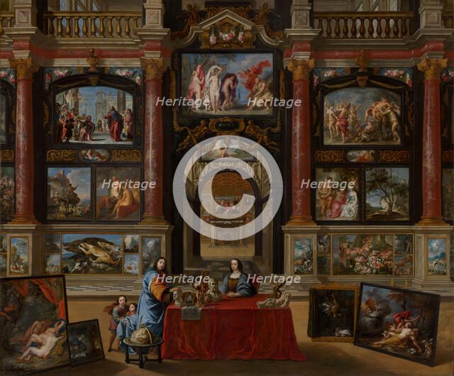 Interior with Figures in a Picture Gallery, 1672. Creator: Gonzalès Cockes.