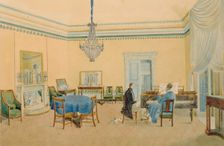 Interior with figures. The Music Room, 1830-1839. Artist: Anonymous