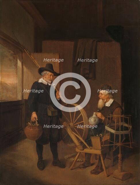 Interior with Fisherman and Man beside a Bobbin and Spool, 1663. Creator: Gerritsz Quiringh van Brekelenkam.