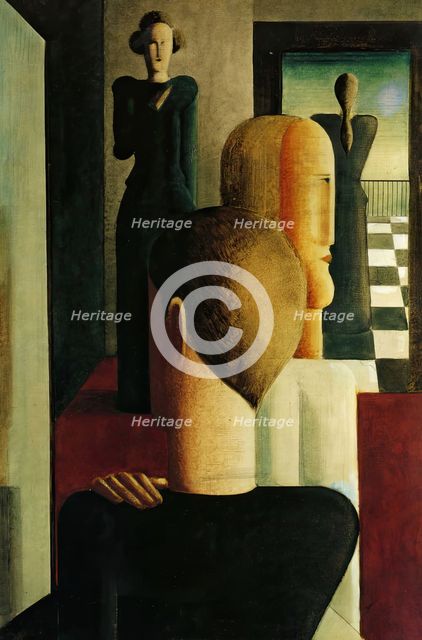 Interior with Four Figures, Roman, 1925. Creator: Oskar Schlemmer.