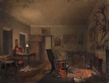 Interior with hunting trophies, 1853