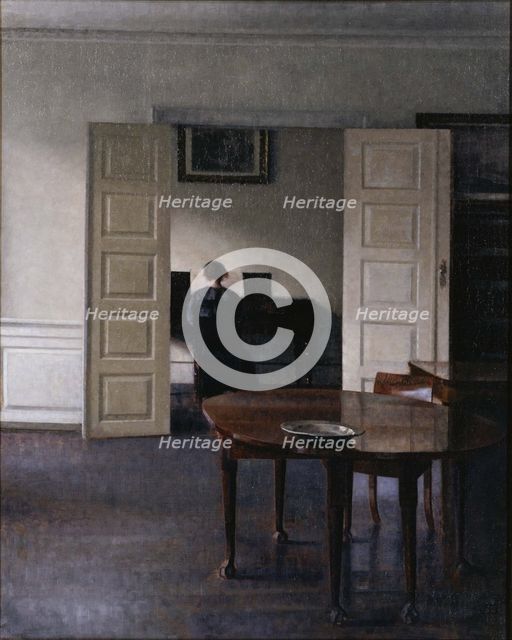 Interior with Ida Playing the Piano. Artist: Hammershøi, Vilhelm (1864-1916)