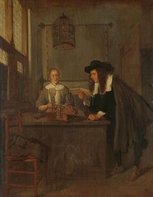 Interior with Lace-Worker and a Visitor, 1650-1668. Creator: Gerritsz Quiringh van Brekelenkam