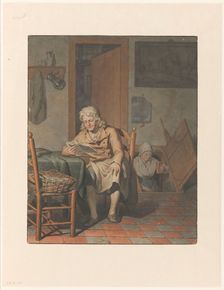 Interior with man reading at a table, 1790-1852. Creator: Pieter Christoffel Wonder
