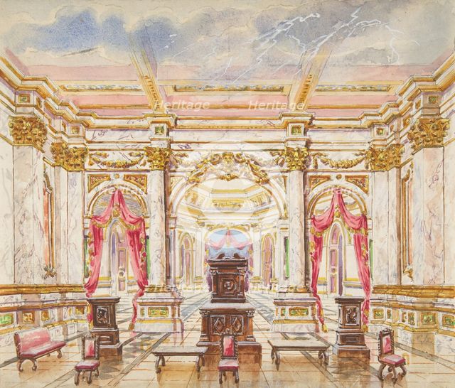 Interior with Marble and Gilt Decor, 19th century. Creator: Anon.