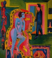 Interior with Nude Woman and Man, 1924. Creator: Kirchner, Ernst Ludwig (1880-1938)