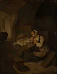 Interior with Nursing Mother, c1654-1658. Creator: Cornelis Bega