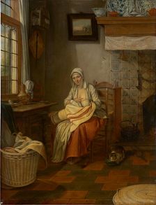 Interior with Nursing Mother, c1774. Creator: Philip Wouverman
