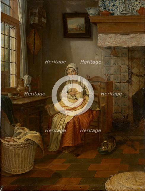 Interior with Nursing Mother, c1774. Creator: Philip Wouverman.