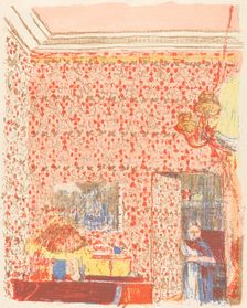 Interior with Pink Wallpaper I (Interieur aux tentures roses I), c. 1896 (published 1899). Creator: Edouard Vuillard