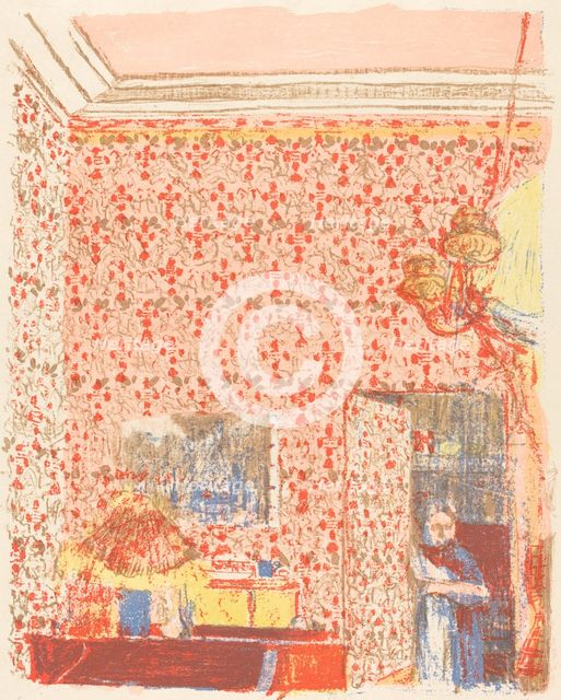 Interior with Pink Wallpaper I (Interieur aux tentures roses I), c. 1896 (published 1899). Creator: Edouard Vuillard.