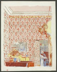 Interior with Pink Wallpaper I, plate five from Landscapes and Interiors, 1899. Creator: Edouard Vuillard