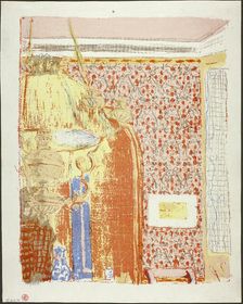 Interior with Pink Wallpaper II, plate six from Landscapes and Interiors, 1899. Creator: Edouard Vuillard