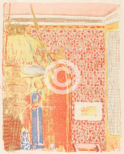 Interior with Pink Wallpaper III (Interieur aux tentures roses III), c. 1896 (published 1899). Creator: Edouard Vuillard.