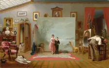 Interior with Portraits, ca. 1865. Creator: Thomas Le Clear