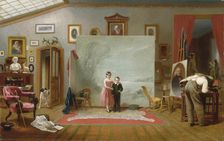 Interior with Portraits, ca. 1865. Creator: Thomas Le Clear