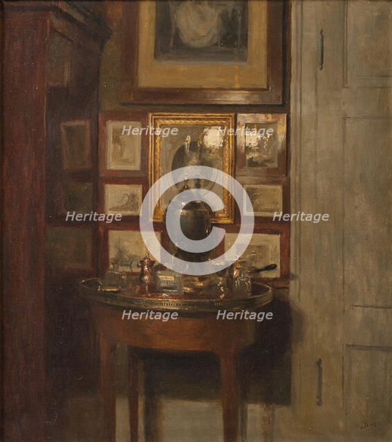 Interior with samovar, evening, 1902. Creator: Peter Vilhelm Ilsted.