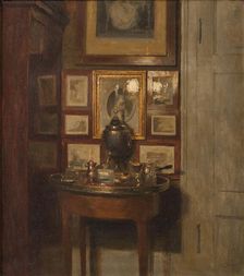 Interior with samovar, evening, 1902. Creator: Peter Vilhelm Ilsted
